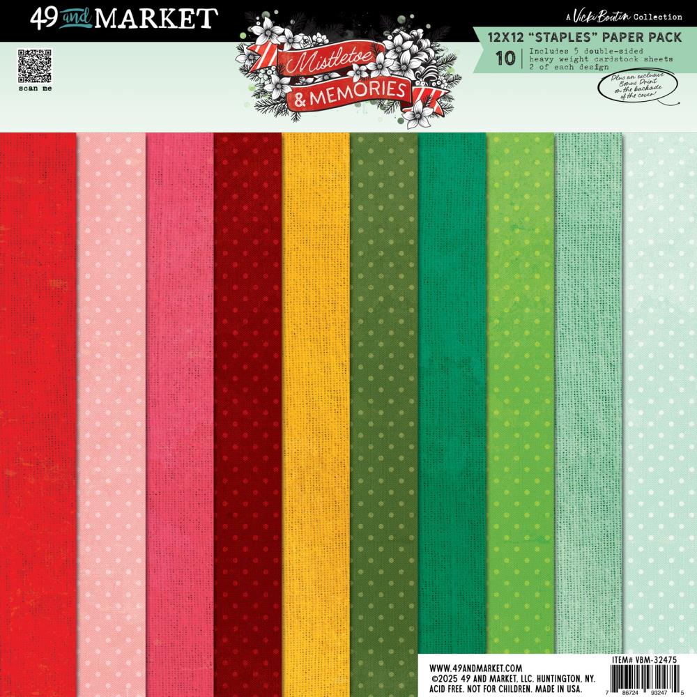 12x12 Paper: 49 And Market-Staples Pack-Mistletoe And Memories