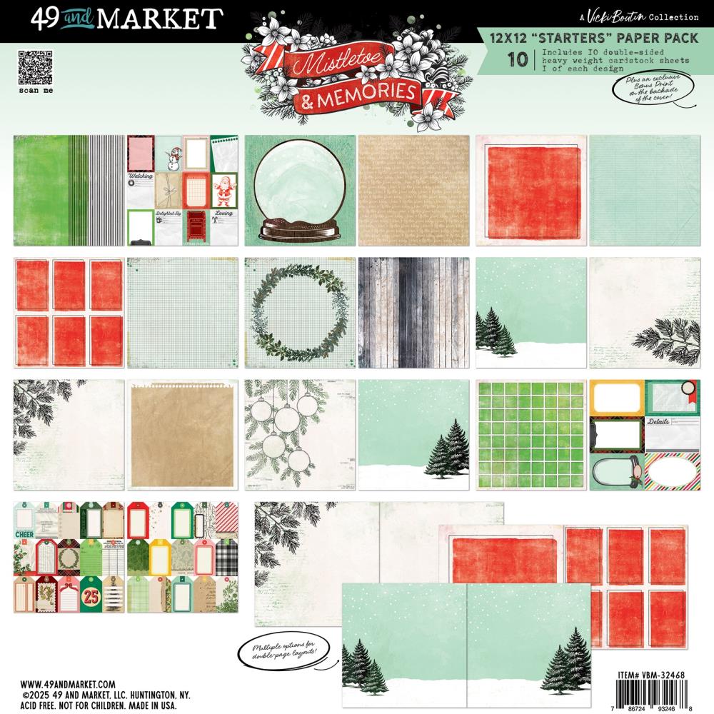 12x12 Paper: 49 And Marekt Starters Collection Pack-Mistletoe And Memories