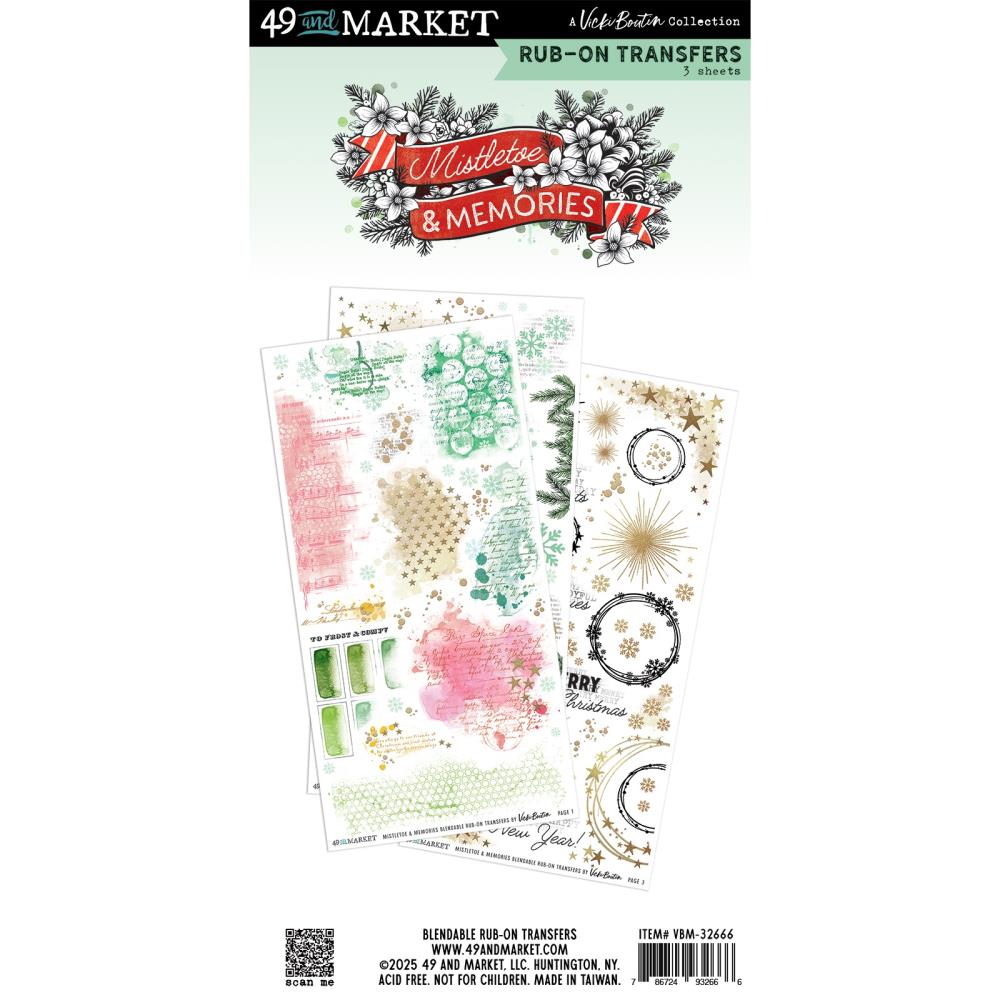 Embellishments: 49 And Market-Rub On Transfer Set-Blendable-Mistletoe And Memories