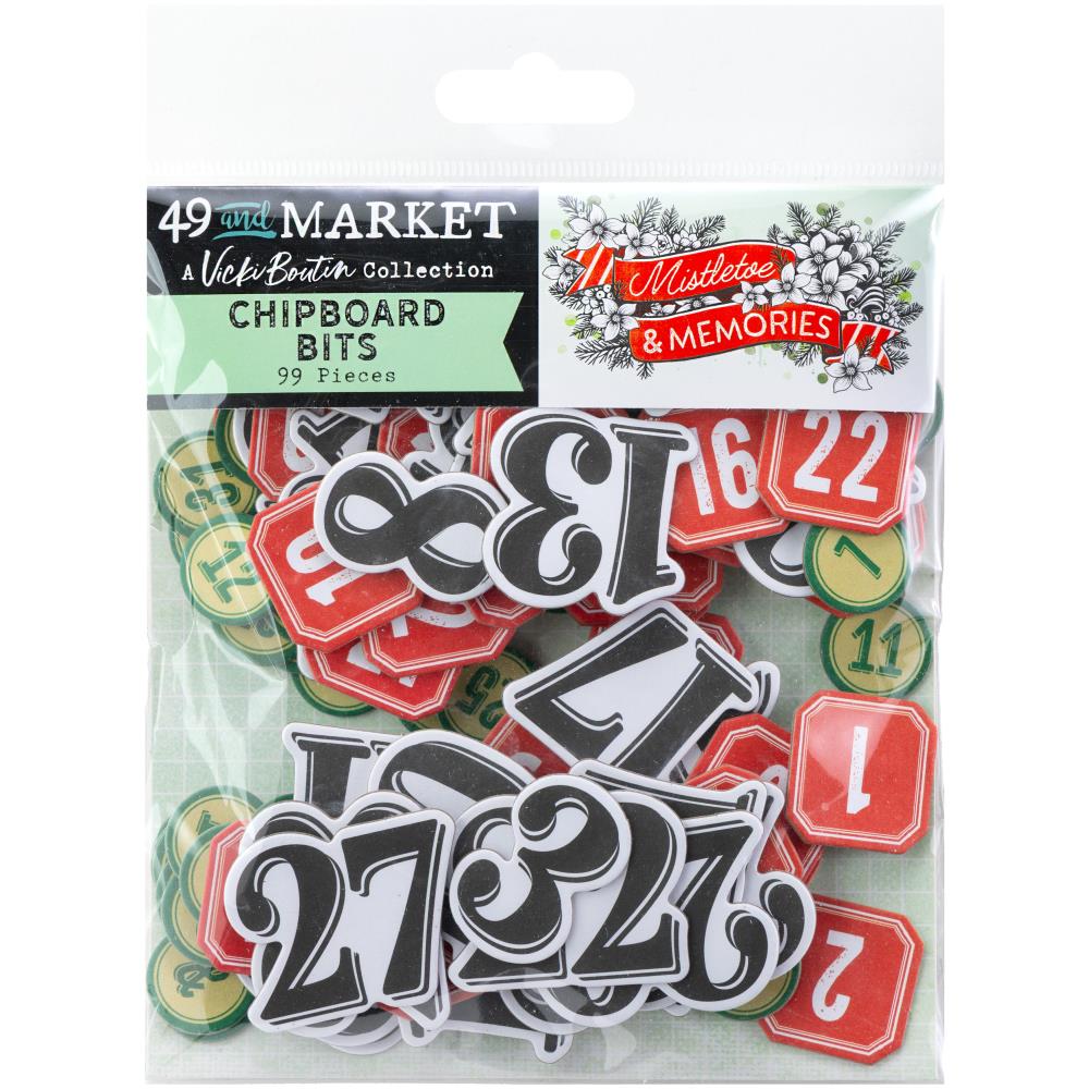 Embellishments: 49 And Market-Chipboard Set Bits-Mistletoe And Memories