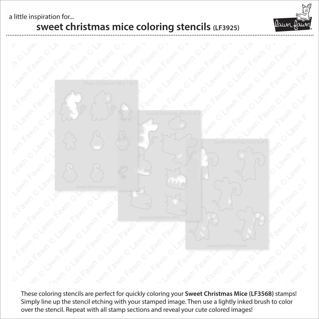 Stencils: Lawn Fawn-Sweet Christmas Mice Coloring Stencils