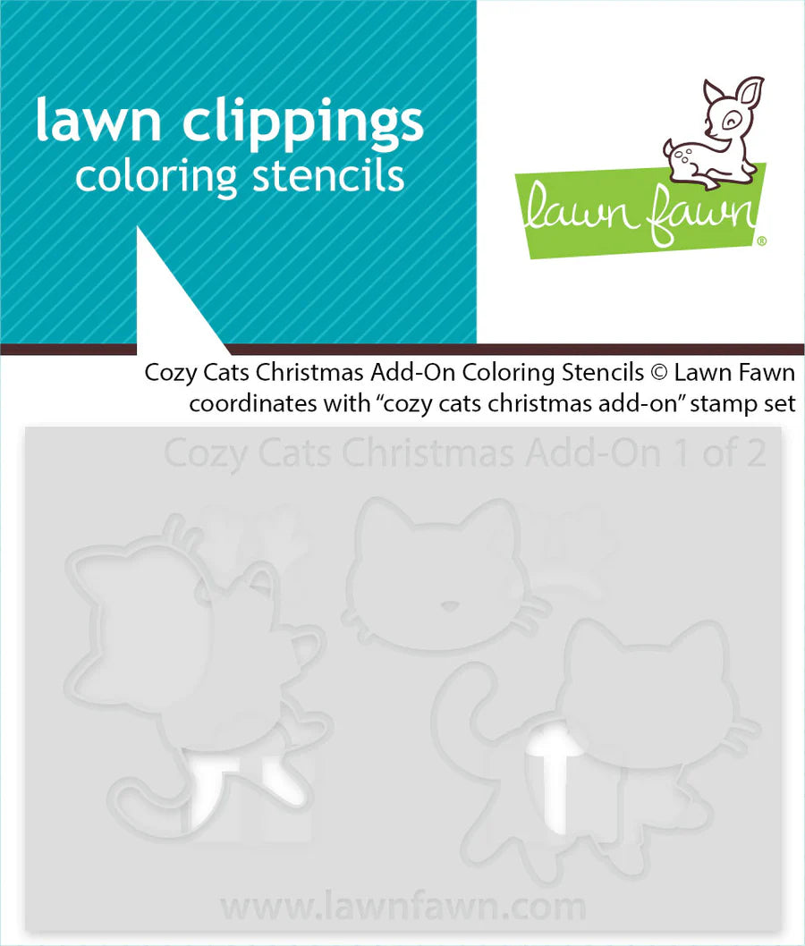 Stencils: Lawn Fawn-Cozy Cats Christmas Add-On Coloring Stencils