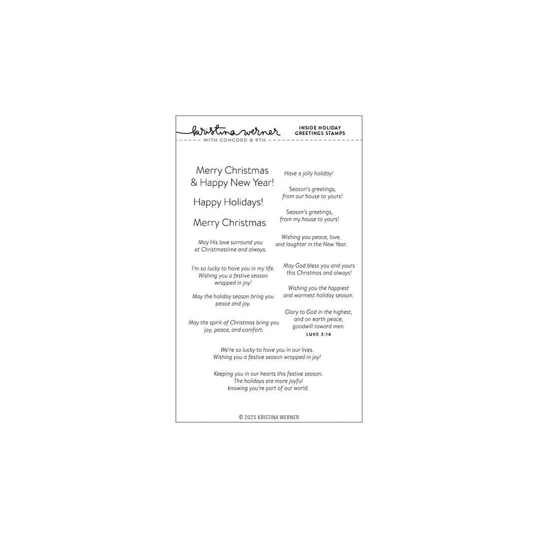 Stamps: Kristina Werner with Concord & 9th-Inside Holiday Greetings Stamp Set