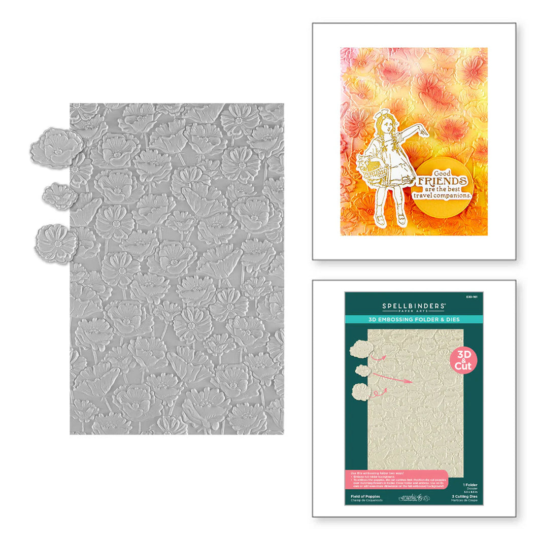 Embossing Folders: Spellbinders-FIELD OF POPPIES 3D EMBOSS & CUT FOLDER