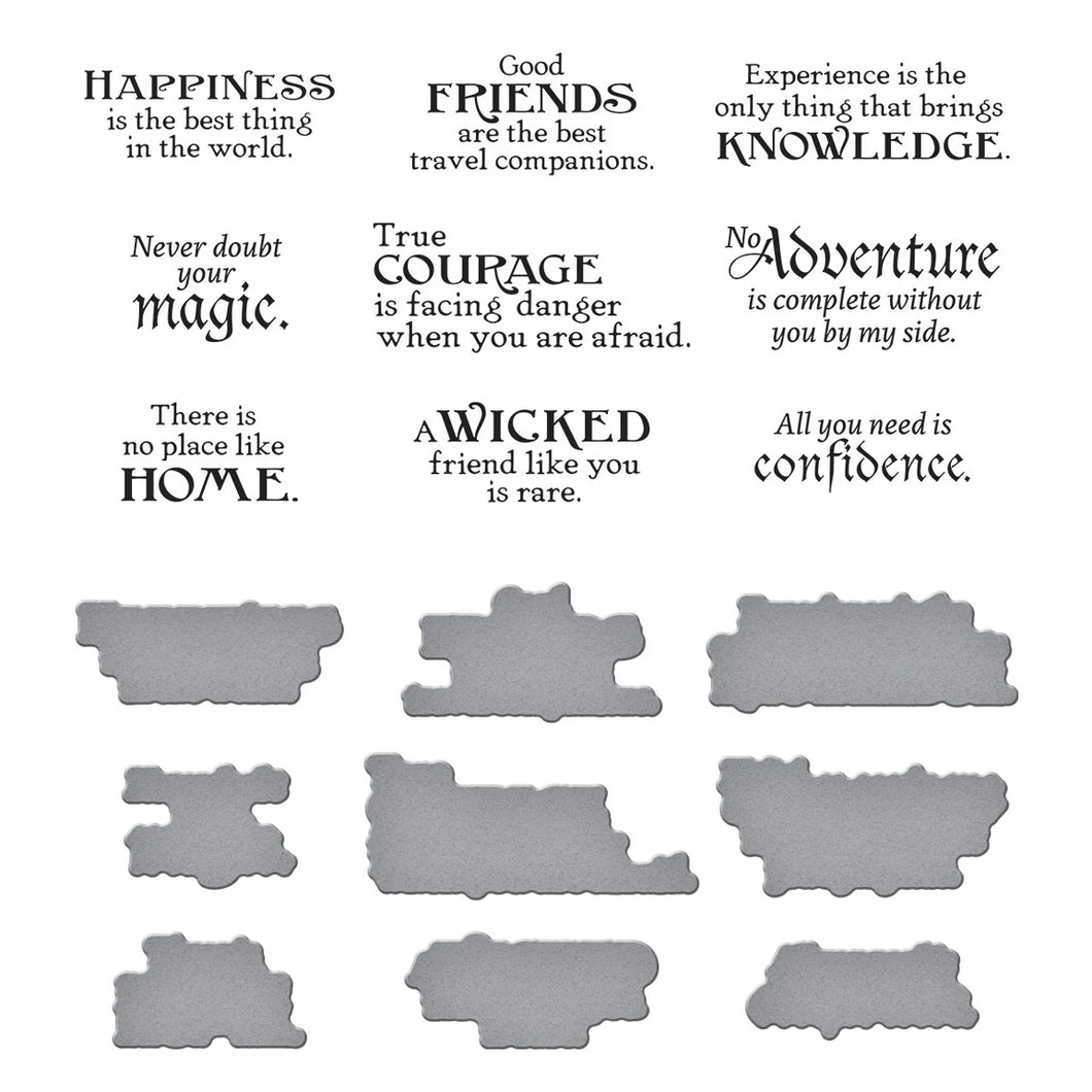 BetterPress: Spellbinders-WONDER OF OZ SENTIMENTS BETTERPRESS PLATE & DIE SET