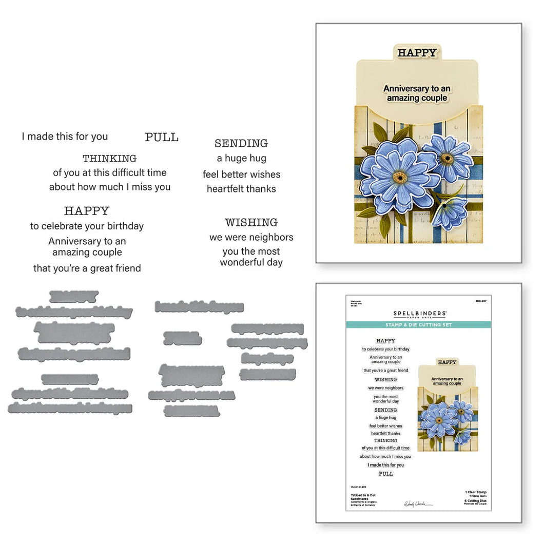 Stamp and Die combo: Spellbinders-TABBED IN & OUT SENTIMENTS CLEAR STAMP & DIE SET