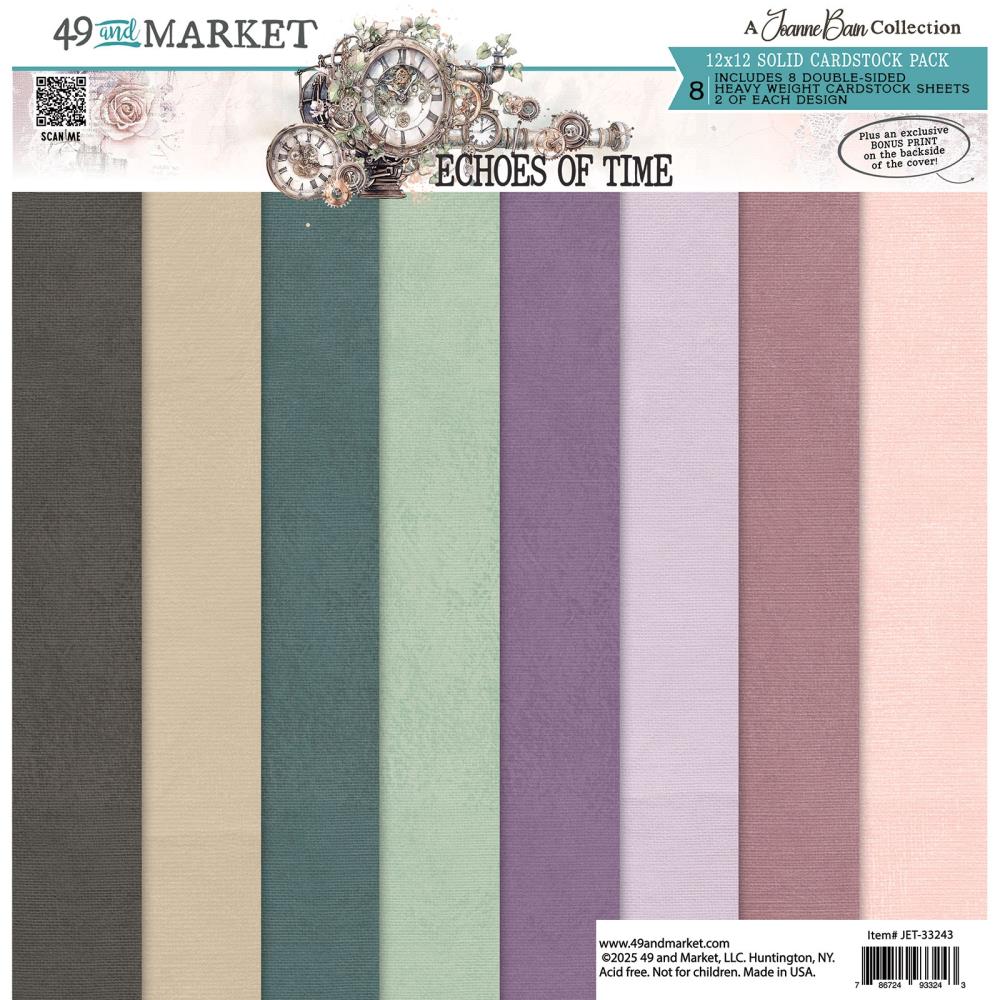 12x12 Paper: 49 And Market-Echoes Of Time Solids Collection Pack