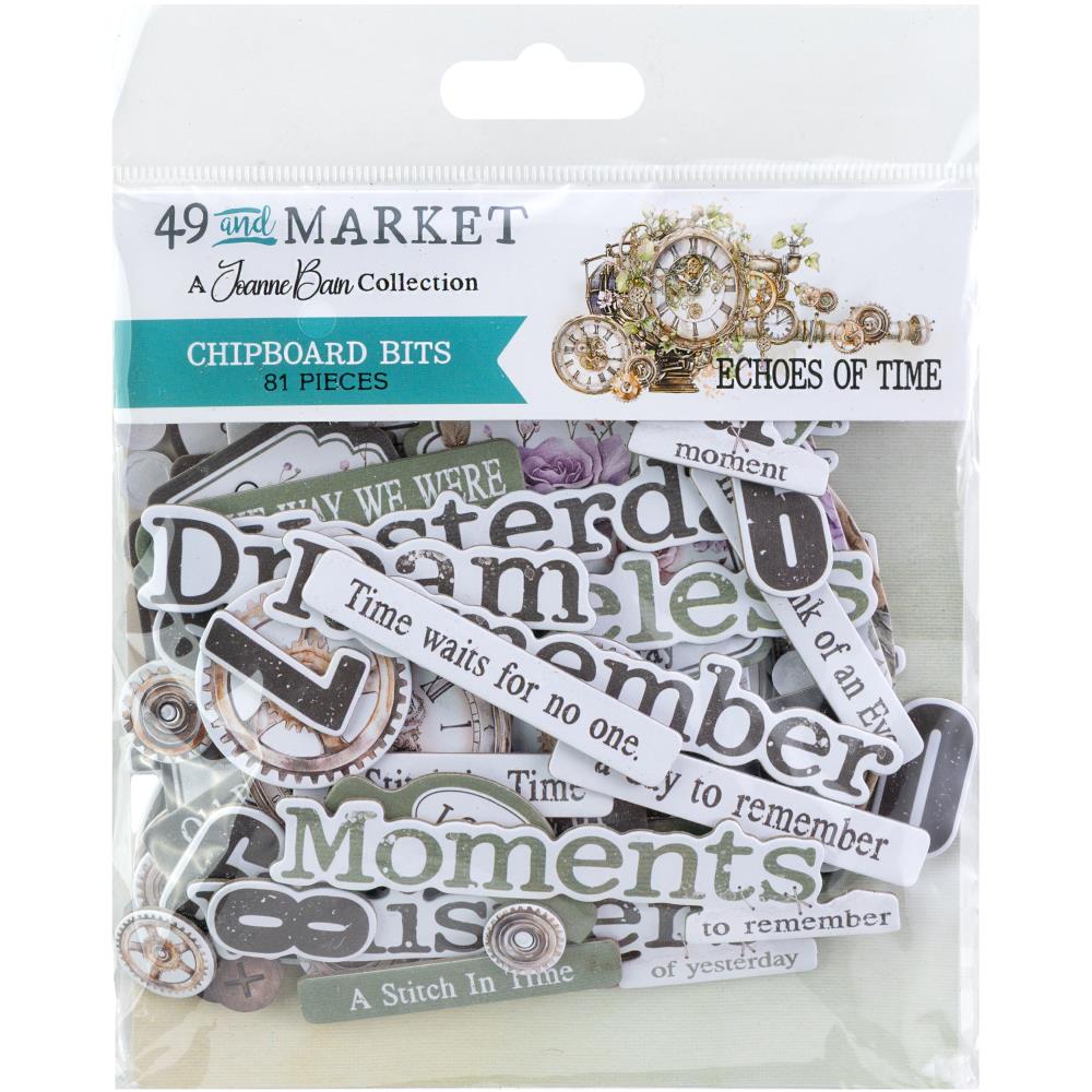 Embellishments: 49 And Market-Echoes Of Time Chipboard Bits
