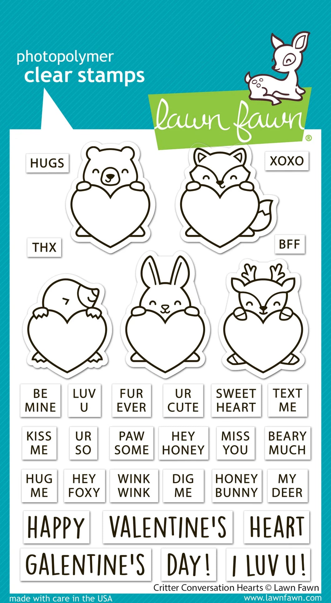 Stamps: lawn fawn-critter conversation hearts