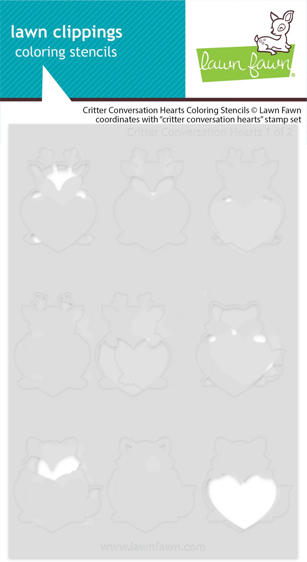 Stencils: lawn fawn-critter conversation hearts coloring stencils