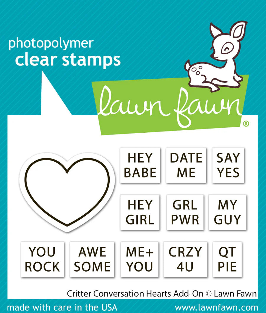 Stamps: lawn fawn-critter conversation hearts add-on