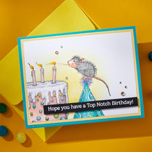 Load image into Gallery viewer, Red Rubber Stamps: Spellbinders-House Mouse Designs: TOP NOTCH BIRTHDAY CLING RUBBER STAMP SET
