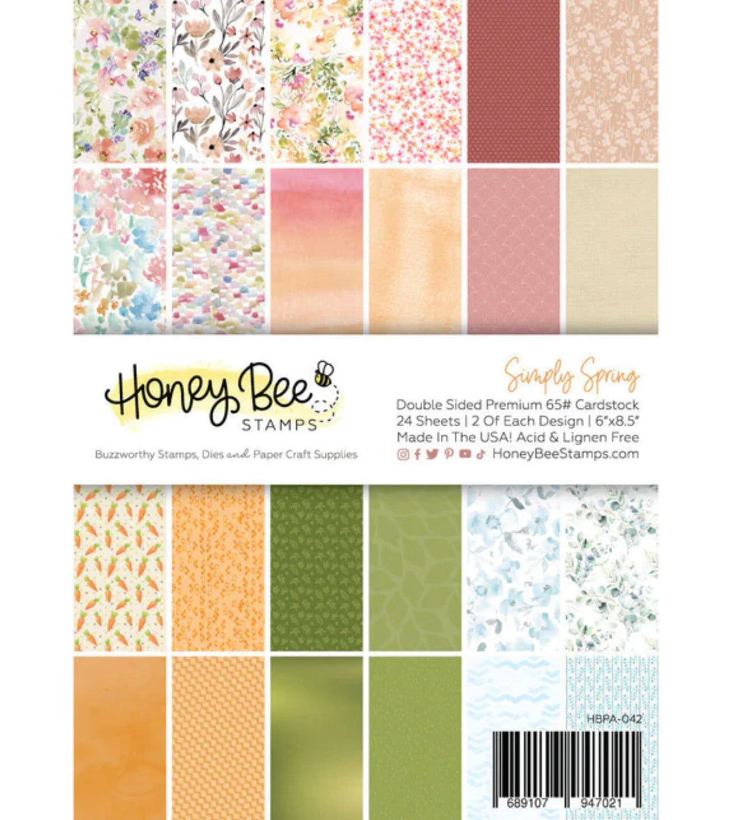 Specialty Paper: HoneyBee Stamps-Simply Spring Paper Pad 6x8.5 - 24 Double Sided Sheets