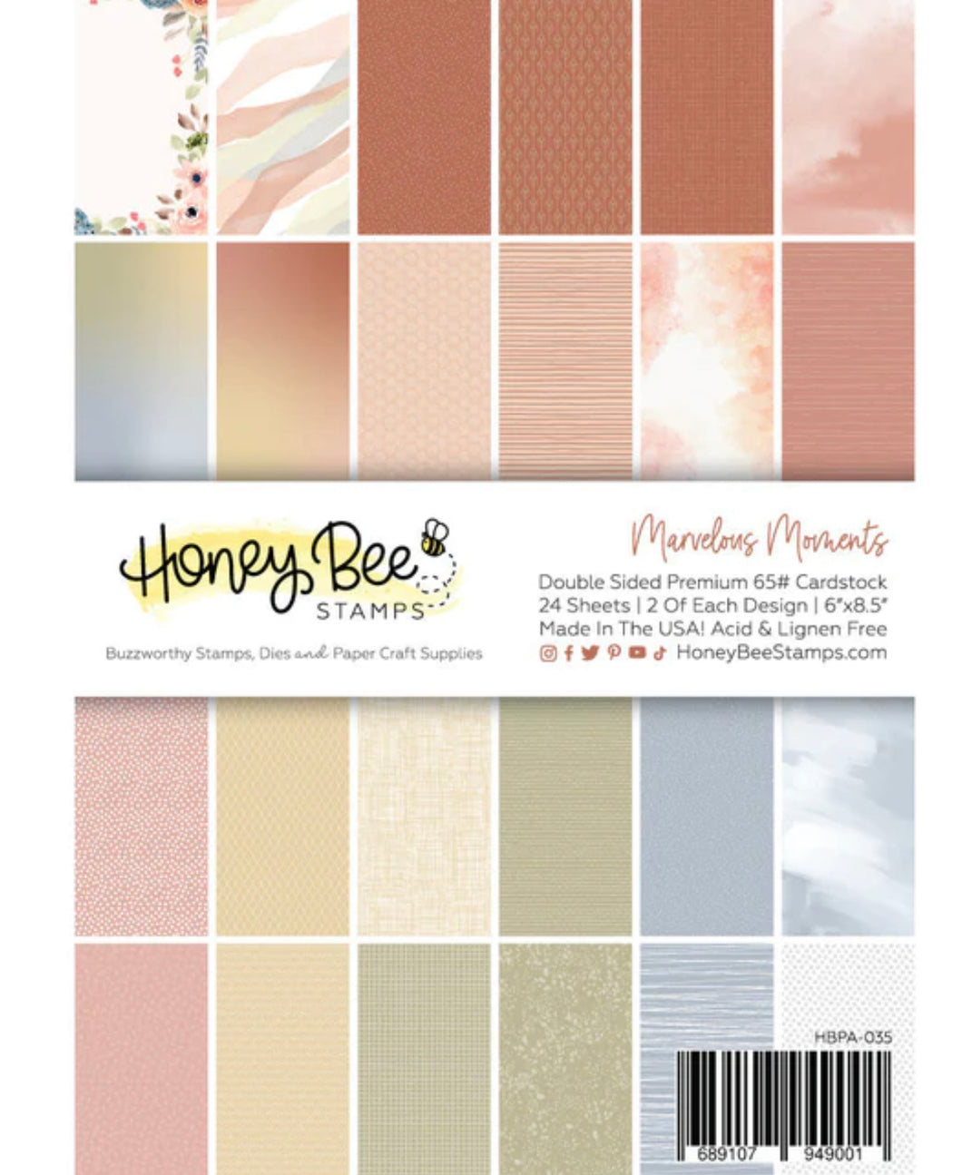 Specialty Paper: HoneyBee Stamps-Marvelous Moments Paper Pad 6x8.5 - 24 Double Sided Sheets