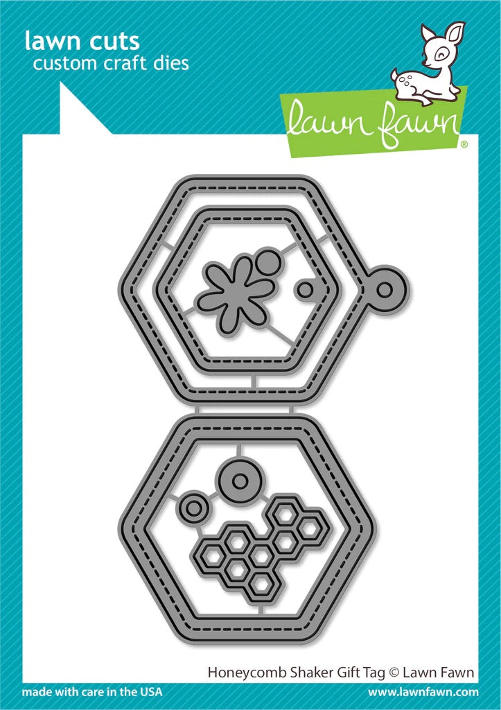 Dies: lawn fawn-honeycomb shaker gift tag