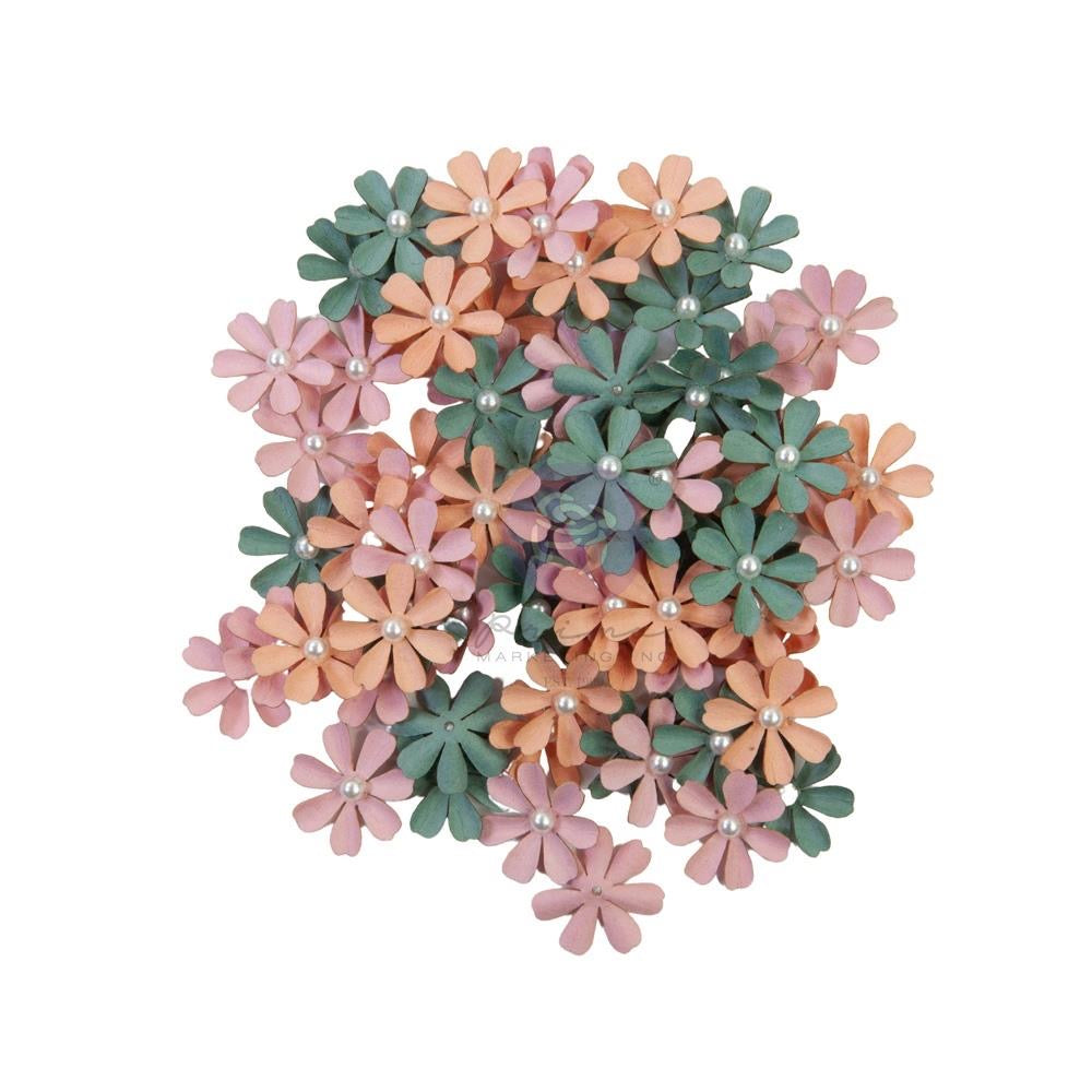 Embellishments: Prima Marketing Mulberry Paper Flowers-Always Together/Indigo