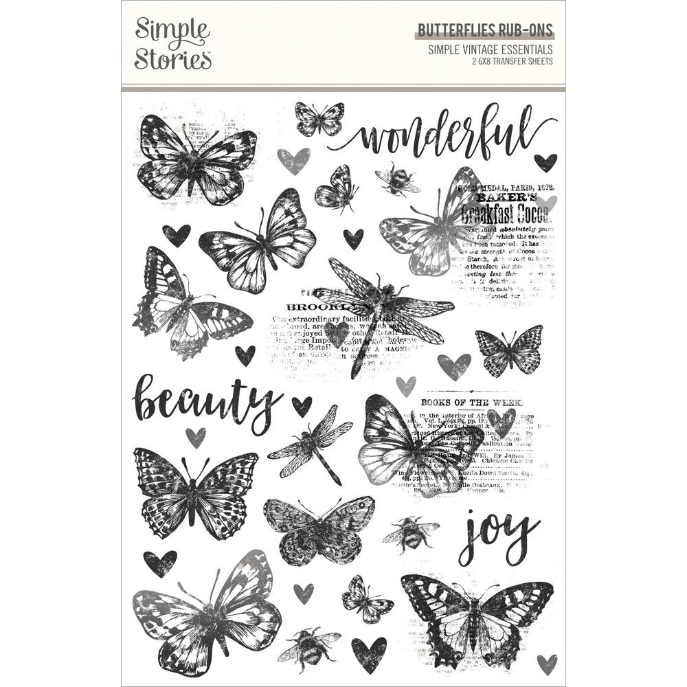Embellishments: Simple Stories-Simple Vintage Essentials Rub-Ons-Butterflies