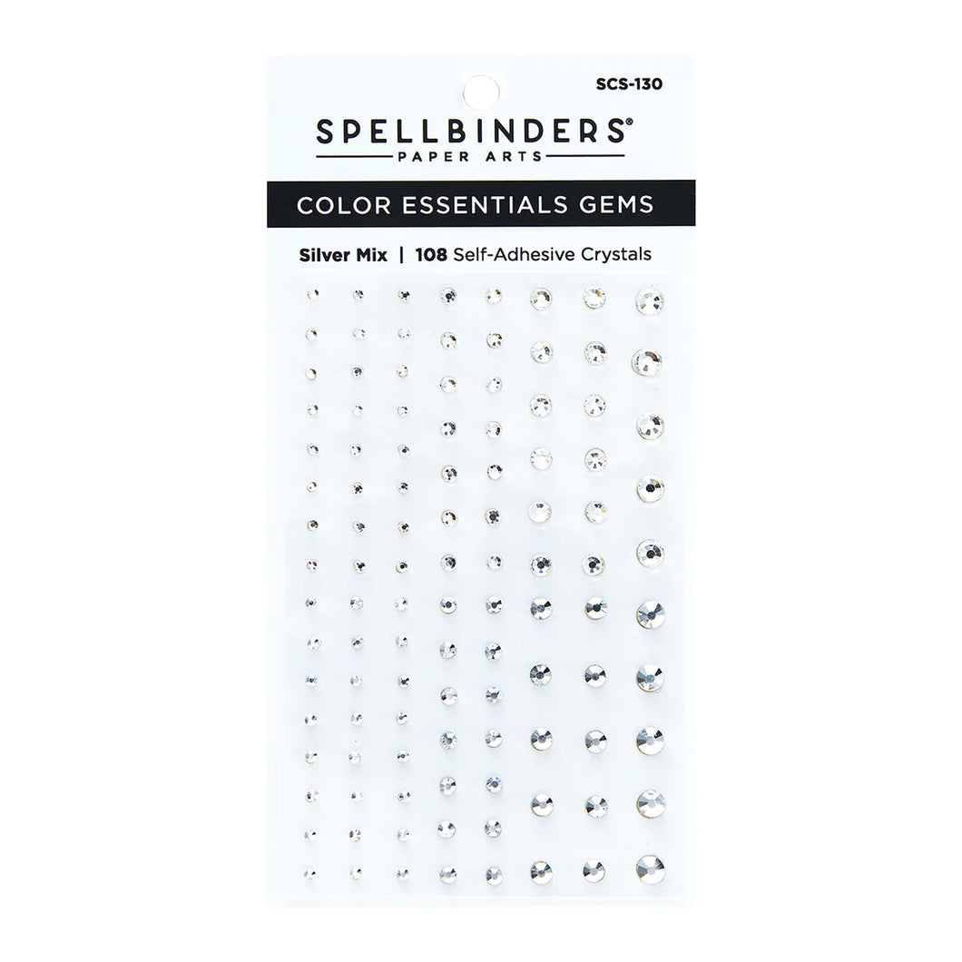 Embellishments: Spellbinders-Color Essentials Gems-Silver Mix