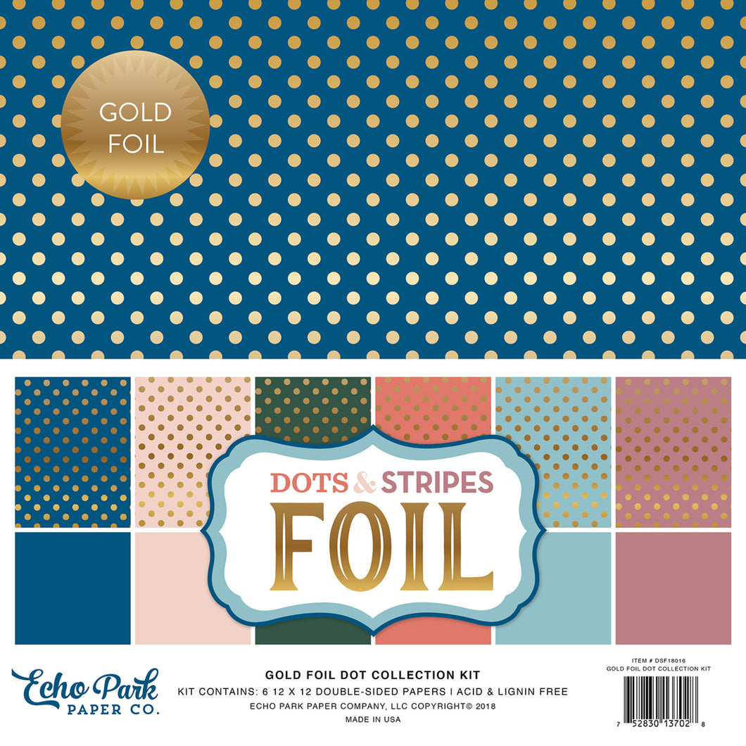 12x12 Paper: Echo Park: Gold Foil Dot Collection