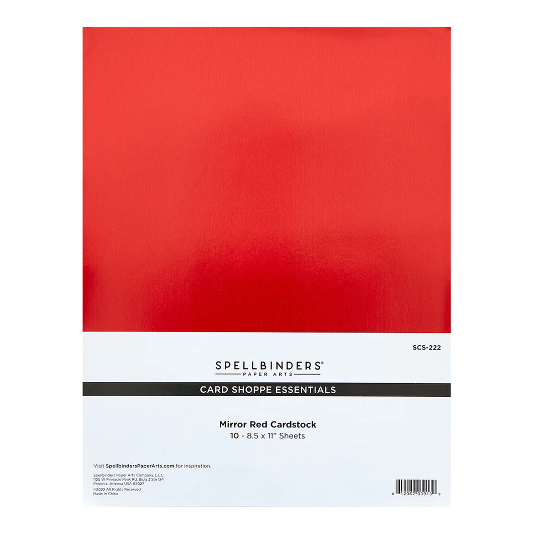 Specialty Paper: Spellbinders-MIRROR RED CARDSTOCK 8.5 X 11” – 10 PACK