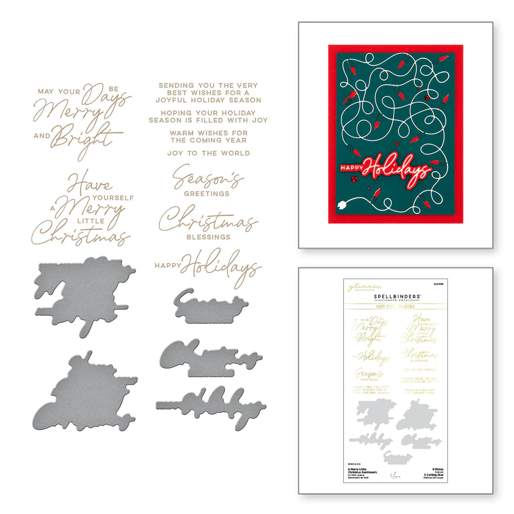 Dies: Spellbinders-A MERRY LITTLE CHRISTMAS SENTIMENTS GLIMMER HOT FOIL PLATE & DIE SET