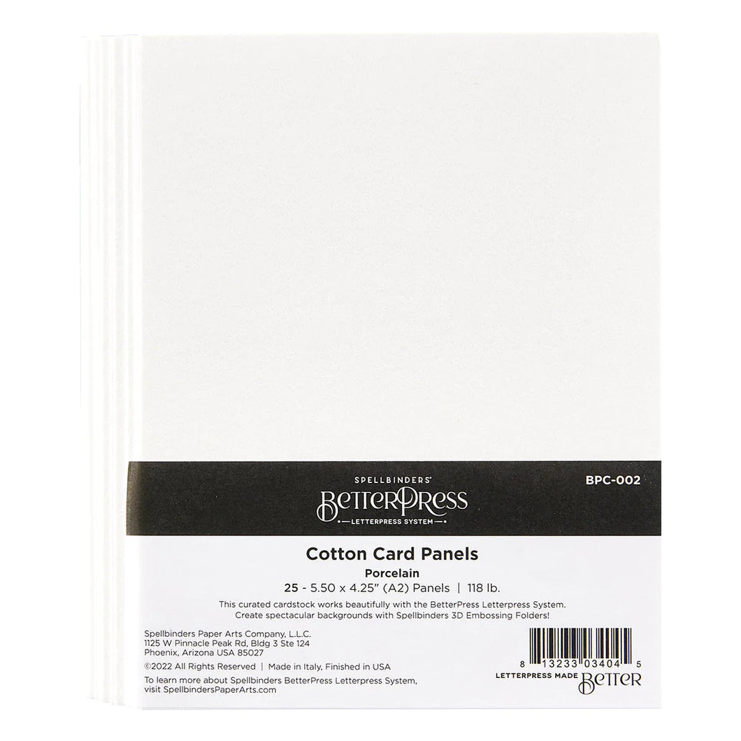 Specialty Paper: Spellbinders-PORCELAIN BETTERPRESS A2 COTTON CARD PANELS - 25 PACK