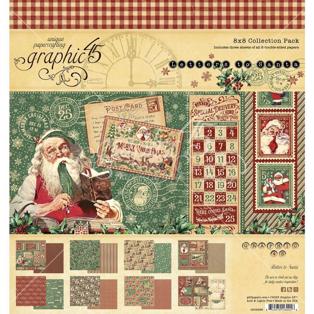 8x8 Paper Pack: Graphic 45 Collection Pack-Letters To Santa- 8