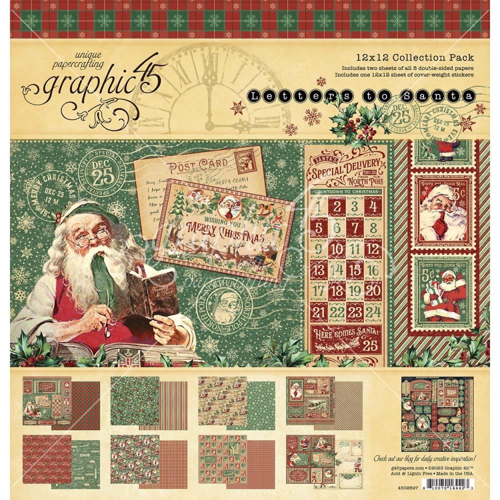 12x12 Paper: Graphic 45 Collection Pack-Letters to Santa-12