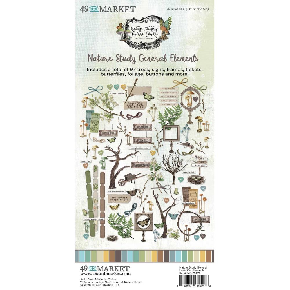 Embellishments: 49 and Market-Nature Study Laser Cut Outs-General Elements