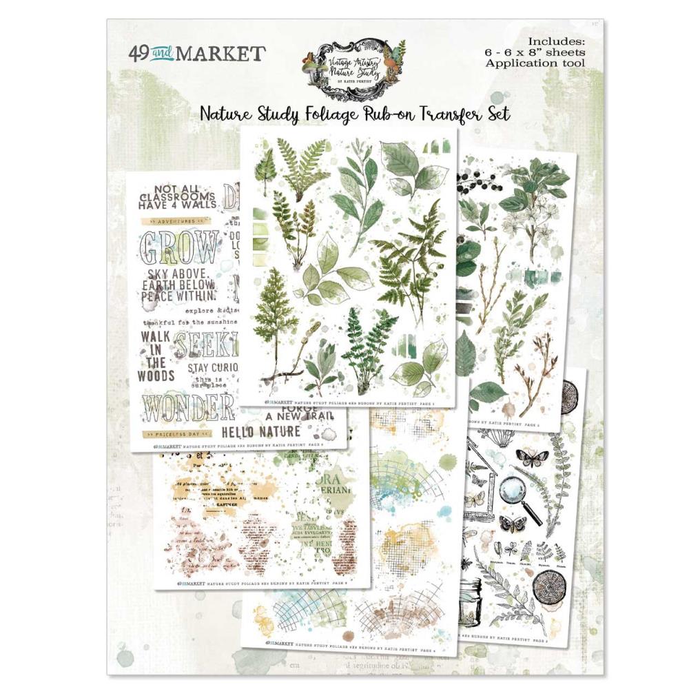 Embellishments: 49 and Market Nature Study Rub-Ons 6