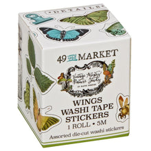 Load image into Gallery viewer, Embellishments: 49 and Market-Washi Sticker Roll-Nature Study Wings
