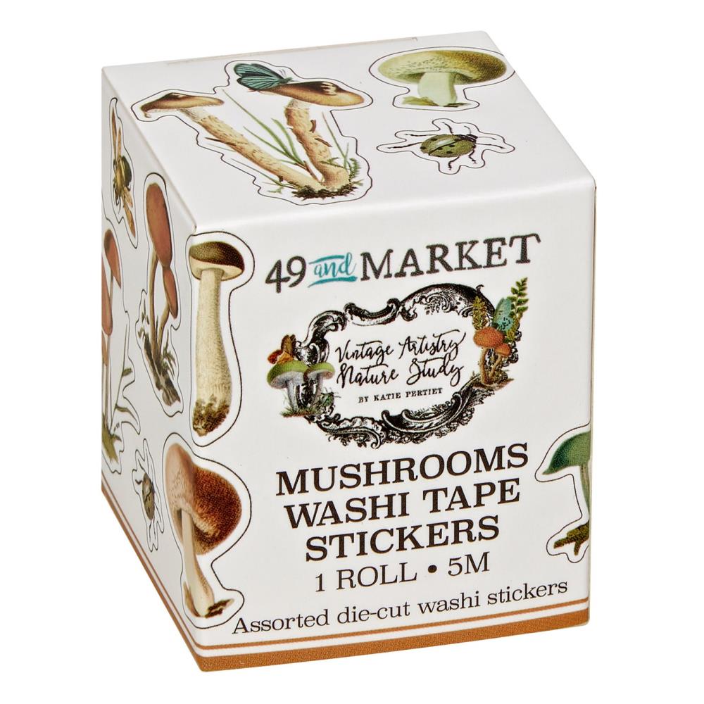 Embellishments: 49 And Market Washi Sticker Roll-Nature Study-Mushrooms