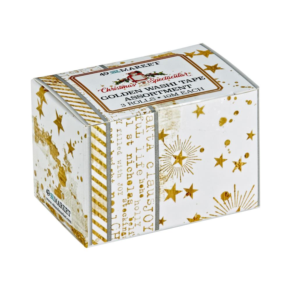Embellishments: 49 And Market Washi Tape Set-Golden, Christmas Spectacular 2023 3/Pkg