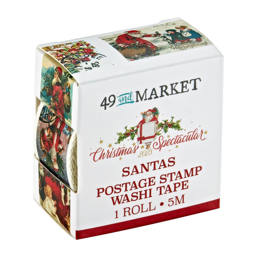 Embellishments: 49 And Market Christmas Spectacular 2023 Washi Tape Roll-Postage Washi Santa