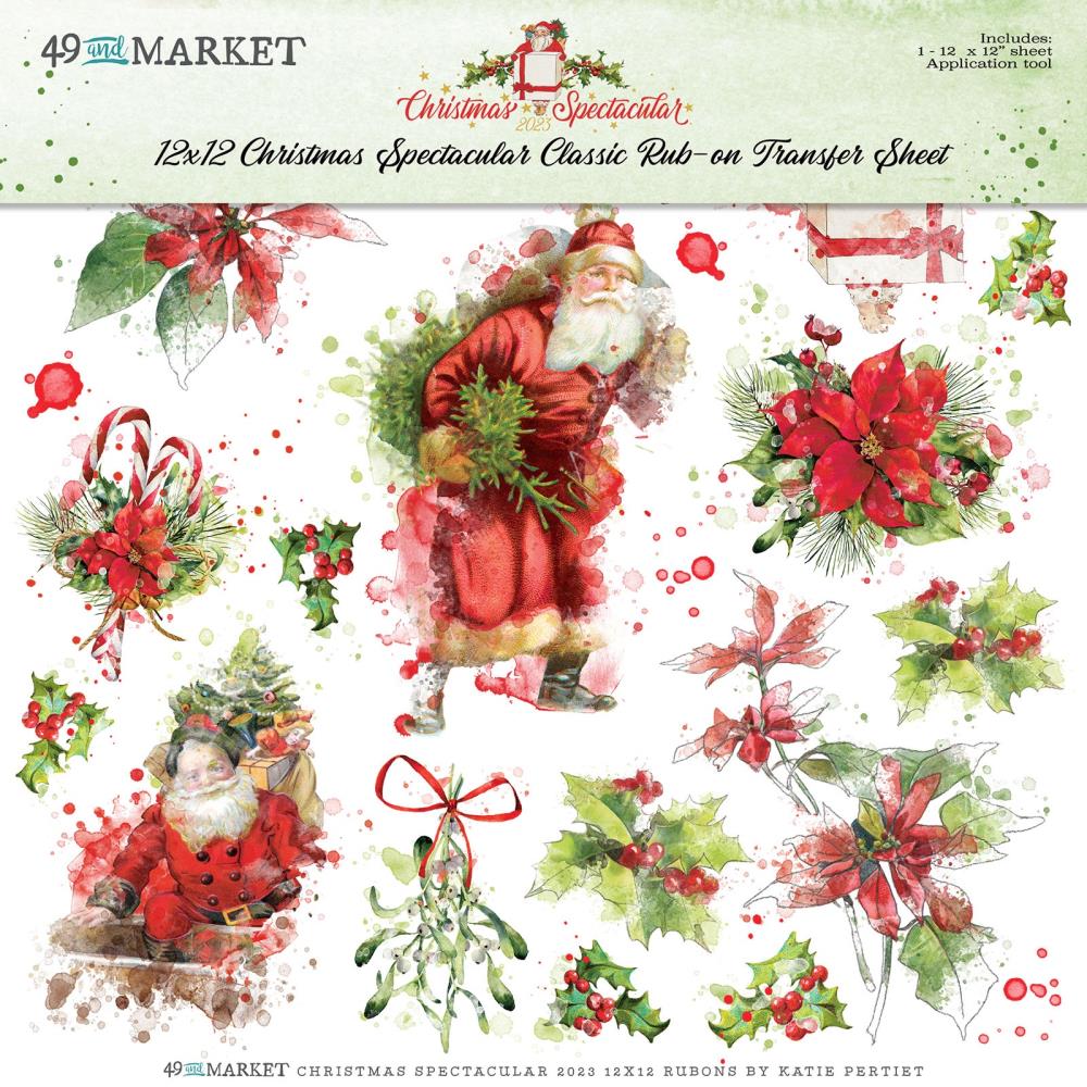 Embellishments: 49 And Market Christmas Spectacular 2023-Classic Rub-On Transfer Sheet-12