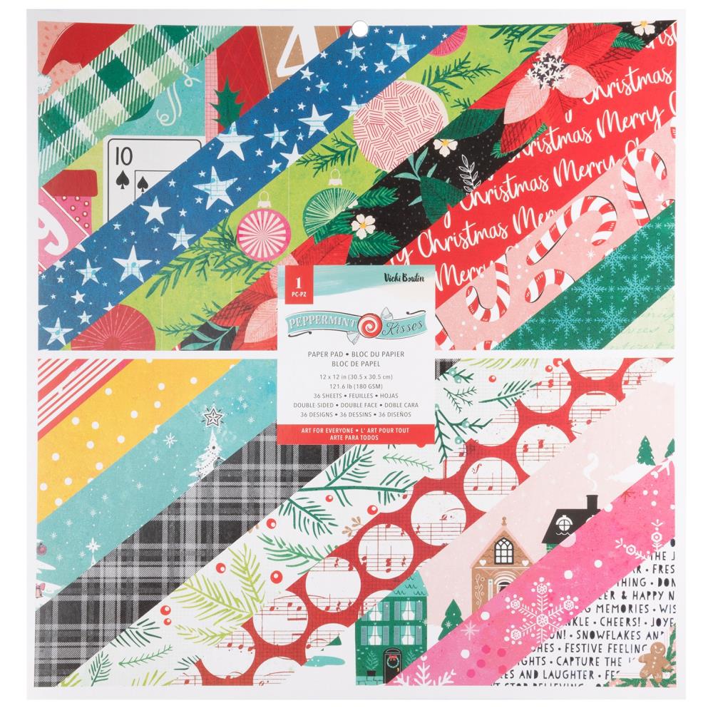 12x12 Paper: American Crafts Double-Sided Paper Pad-Peppermint Kisses 12