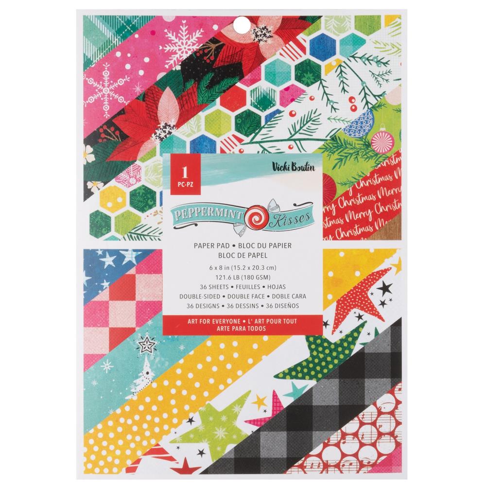 Specialty Paper: American Crafts Double-Sided Paper Pad Peppermint Kisses 6