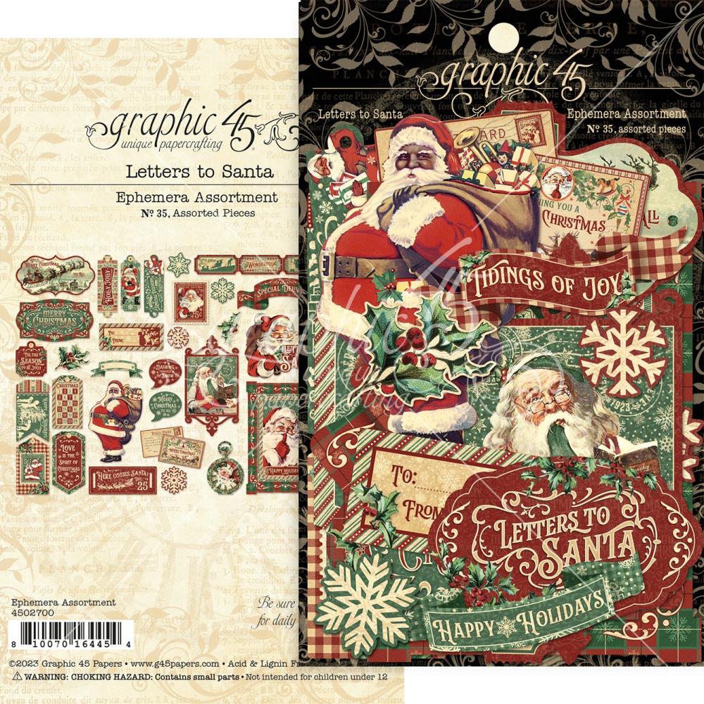 Embellishments: Graphic 45 Ephemera Die-Cut Assortment-Letters To Santa