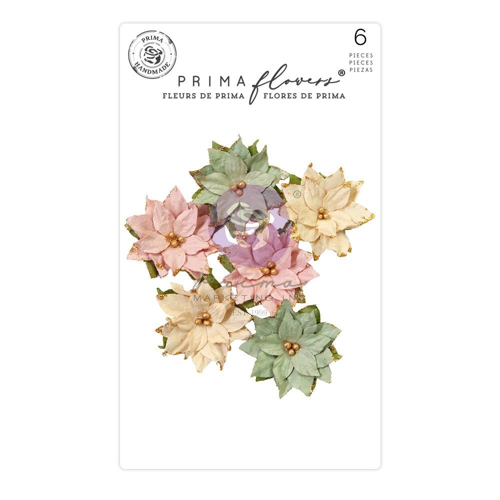 Embellishments: Prima Marketing-Mulberry Paper Flowers-Enchanting Morning - Christmas Market