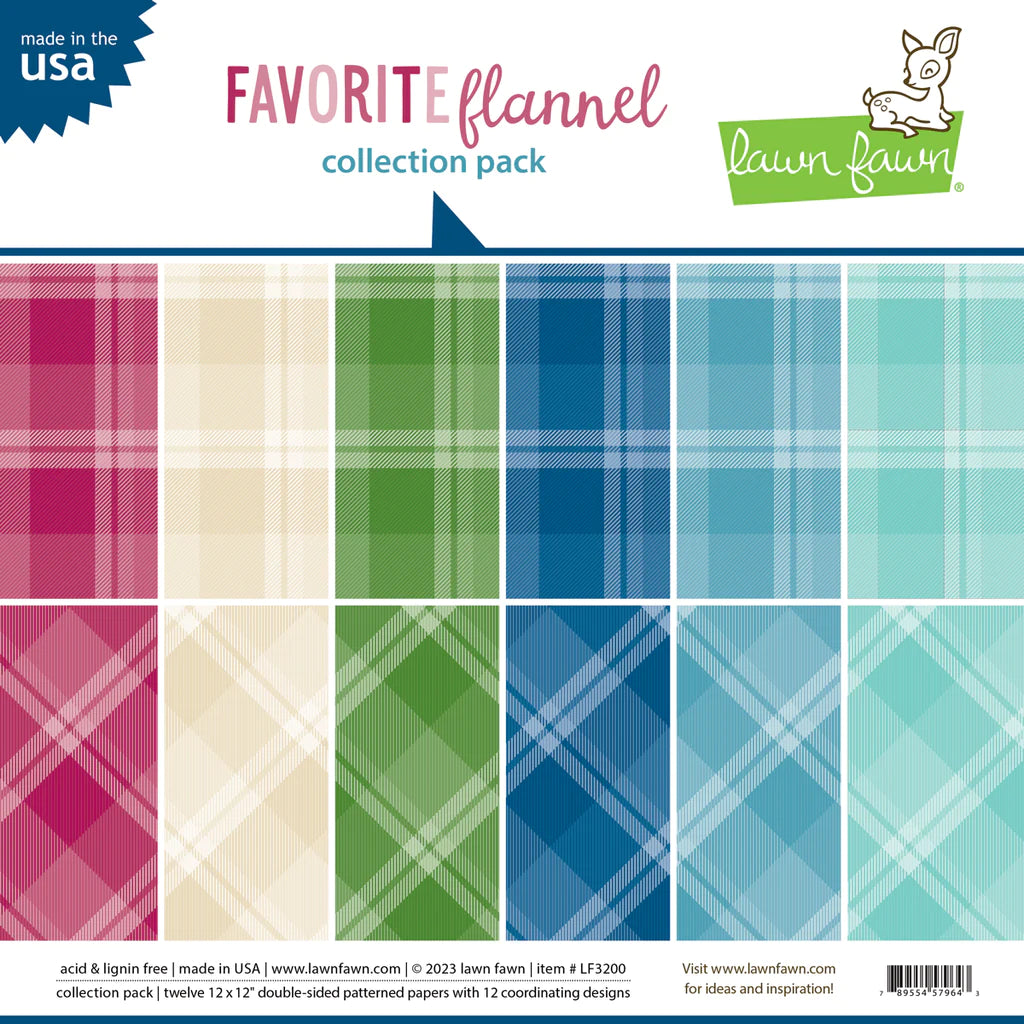 12x12 Paper: Lawn Fawn-Favorite Flannel