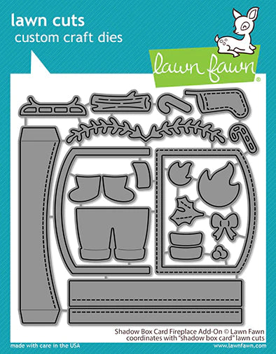 Dies: Lawn Fawn-Shadow Box Card Fireplace Add-On