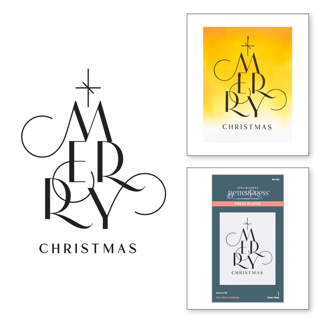 Better Press: Spellbinders-CHIC MERRY CHRISTMAS PRESS PLATE FROM THE BETTERPRESS CHRISTMAS COLLECTION