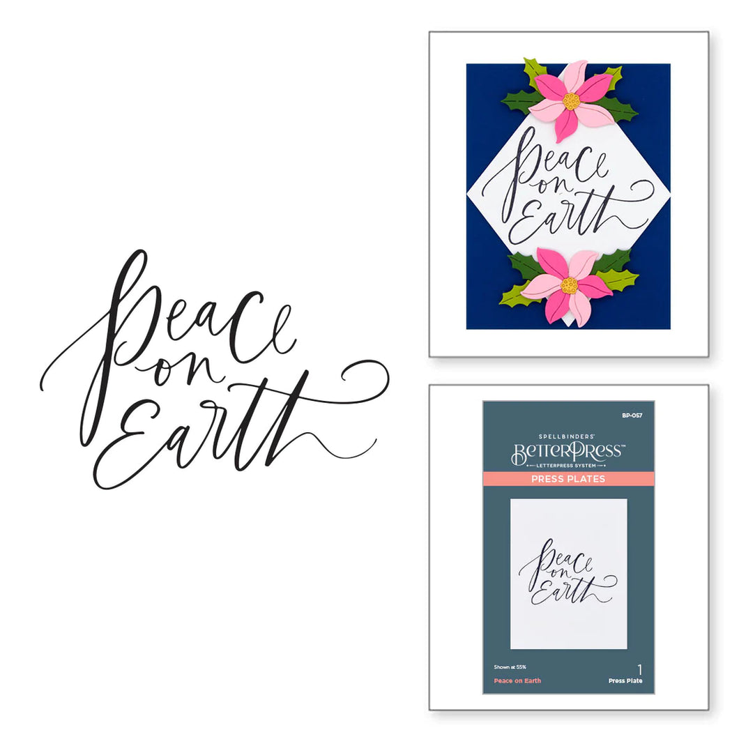 BetterPress: Spellbinders-PEACE ON EARTH PRESS PLATE FROM THE BETTERPRESS CHRISTMAS COLLECTION