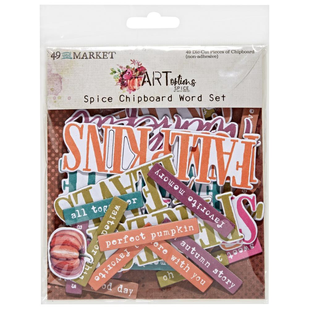 Embellishments: 49 and Market-ARToptions Spice Chipboard Word Set