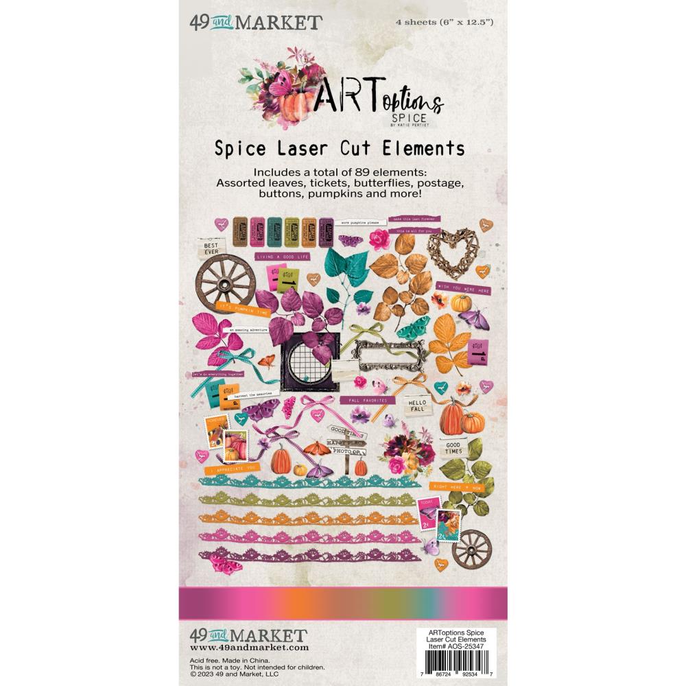 Embellishments: 49 and Market-ARToptions Spice Laser Cut Elements