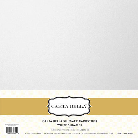 12x12 Cardstock: Carta Bella Shimmer Cardstock-White Shimmer