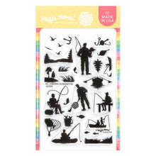 Load image into Gallery viewer, Stamps: Waffle Flower-Postage Collage Fishing Silhouettes Stamp Set
