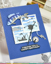 Load image into Gallery viewer, Stamps: Waffle Flower-Postage Collage Fishing Silhouettes Stamp Set
