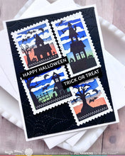 Load image into Gallery viewer, Stamps: Waffle Flower-Postage Collage Haunted House Silhouette Stamp Set
