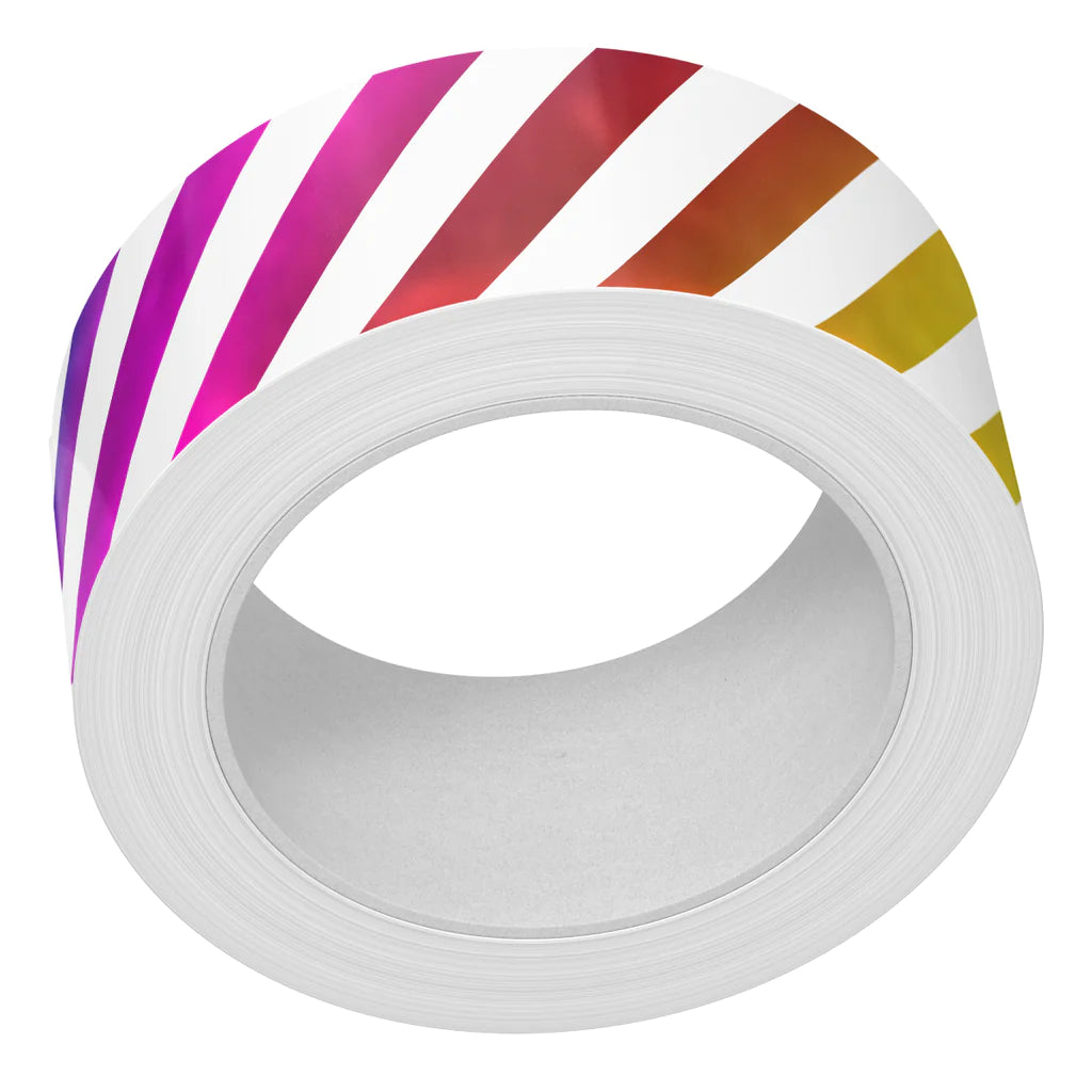 Embellishments: Lawn Fawn Diagonal Rainbow Stripes Foiled Washi Tape